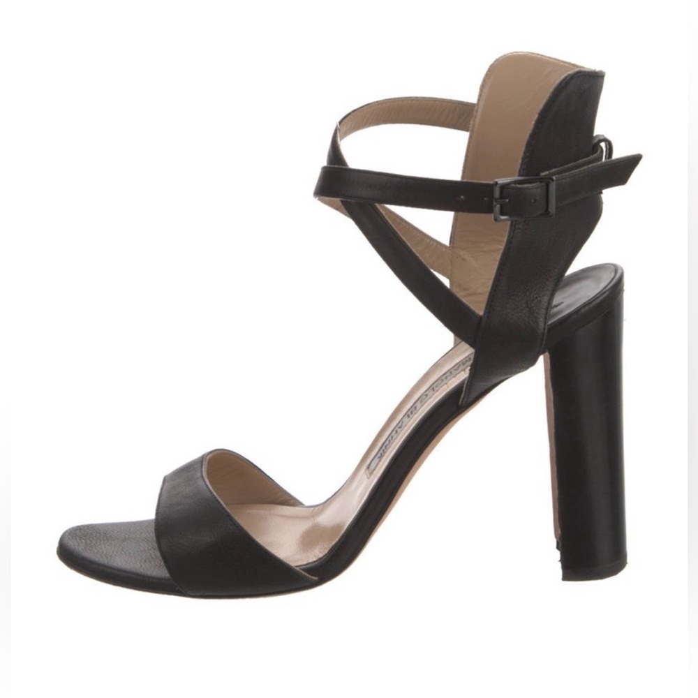 Manolo Blahnik Black Leather Strappy Heels - Picture 2 of 10